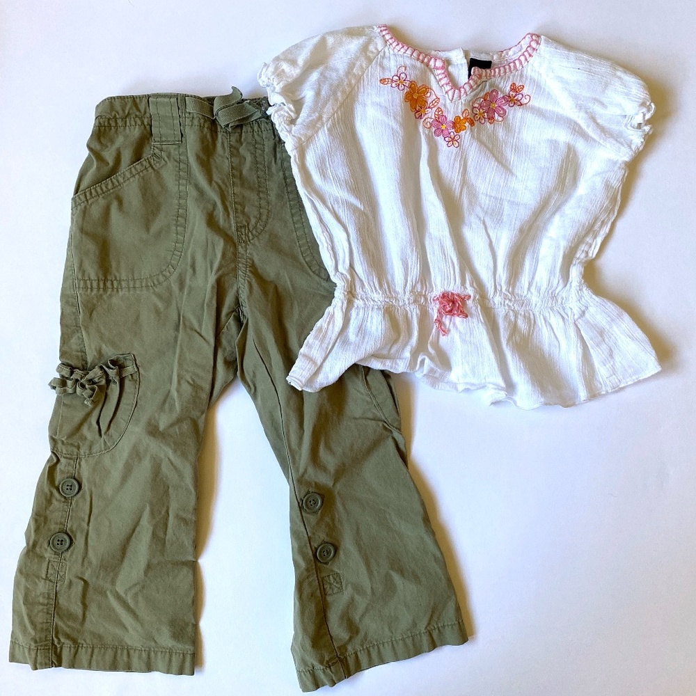 Baby Gap Cargo Pant & Peasant Top Outfit 2T